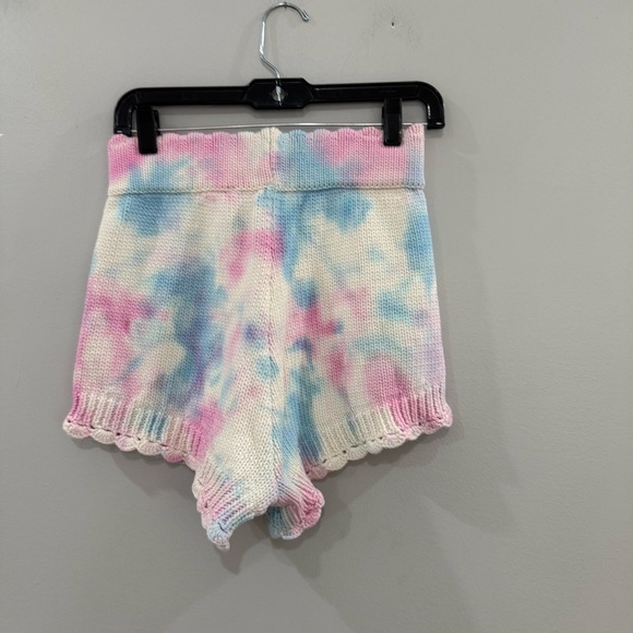 NWT LoveShackFancy Shorts Karissa Knit Scallop in Pink Tie Dye - Picture 6 of 6